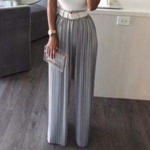 Silver pleated pants